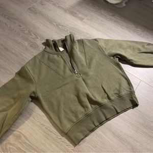 H&M green sweatshirt with quarter-zip